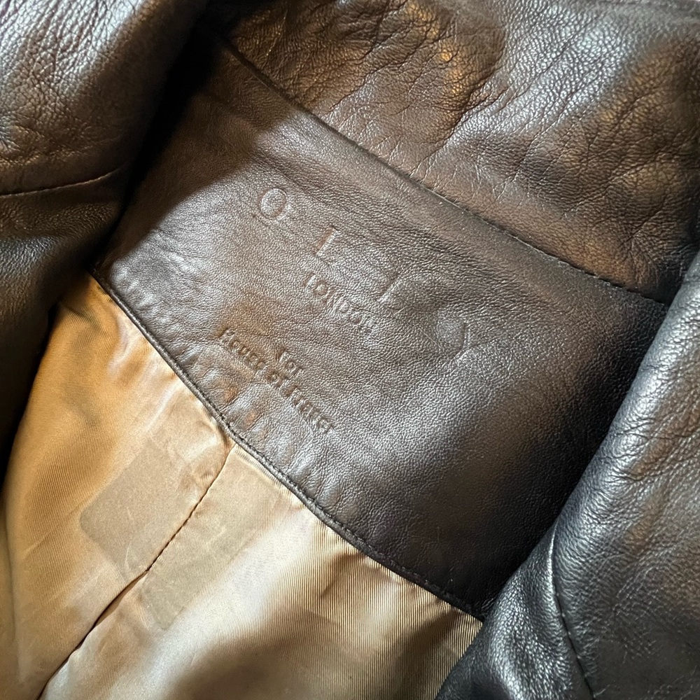 Olly London Sleek Black Leather Jacket (needs small repair) - Picture 12 of 15